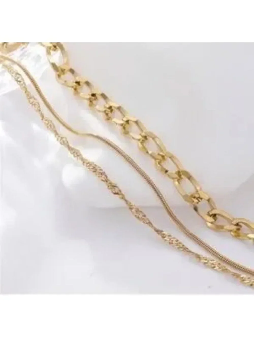 Gold 14k Gold Plated Cuban Chain Layered Bracelet